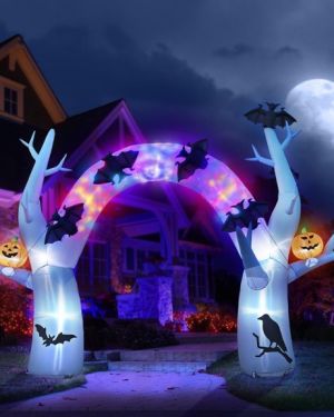 12-Foot Halloween Inflatable Archway with LED Light Show & Motion-Activated Sound.