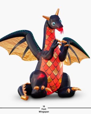 15-Foot Giant Inflatable Dragon with Moving Head, Blinking Eyes & LED Fire Lightshow – Outdoor Halloween or Fantasy Yard Decoration