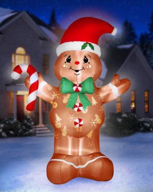 12-Foot Inflatable Gingerbread Man with LED Light Show & Christmas Music